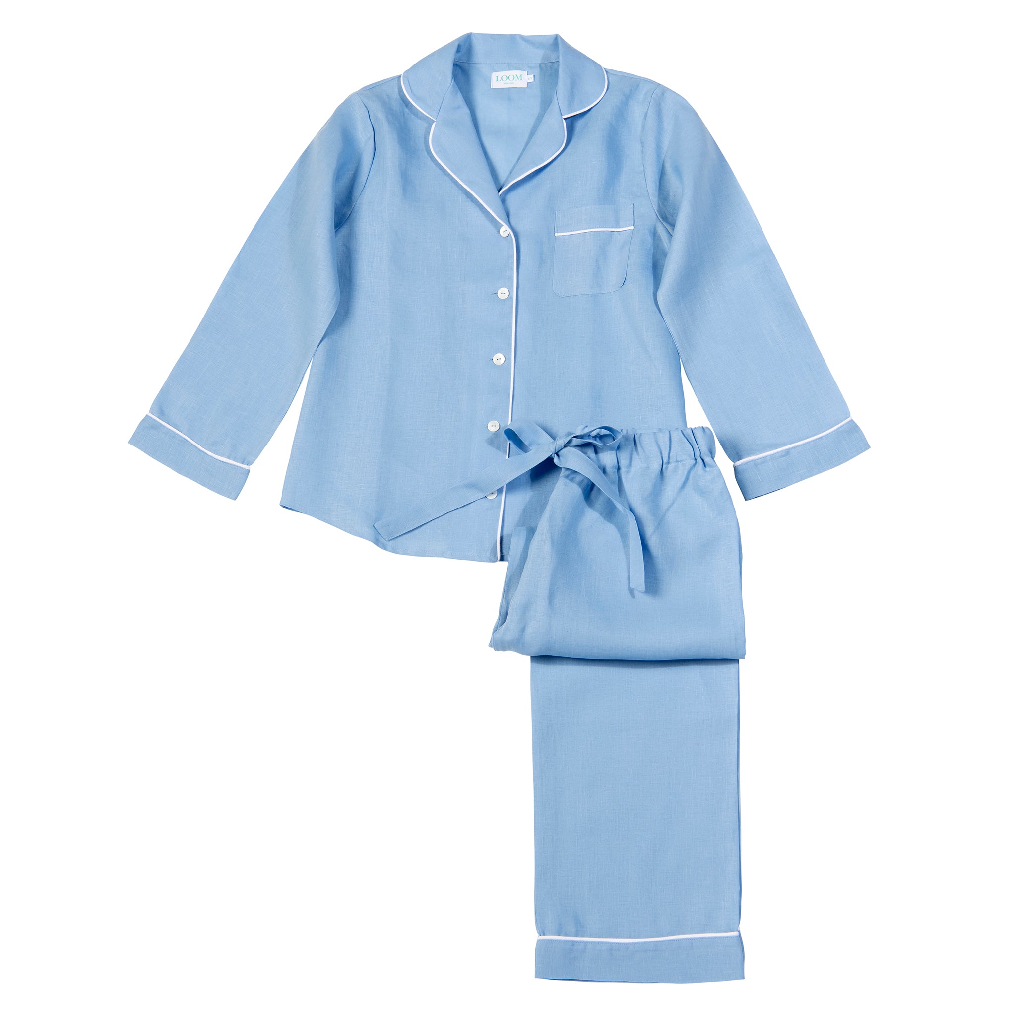 Cornflower Blue Linen Pyjama Set Loom Irish Linen