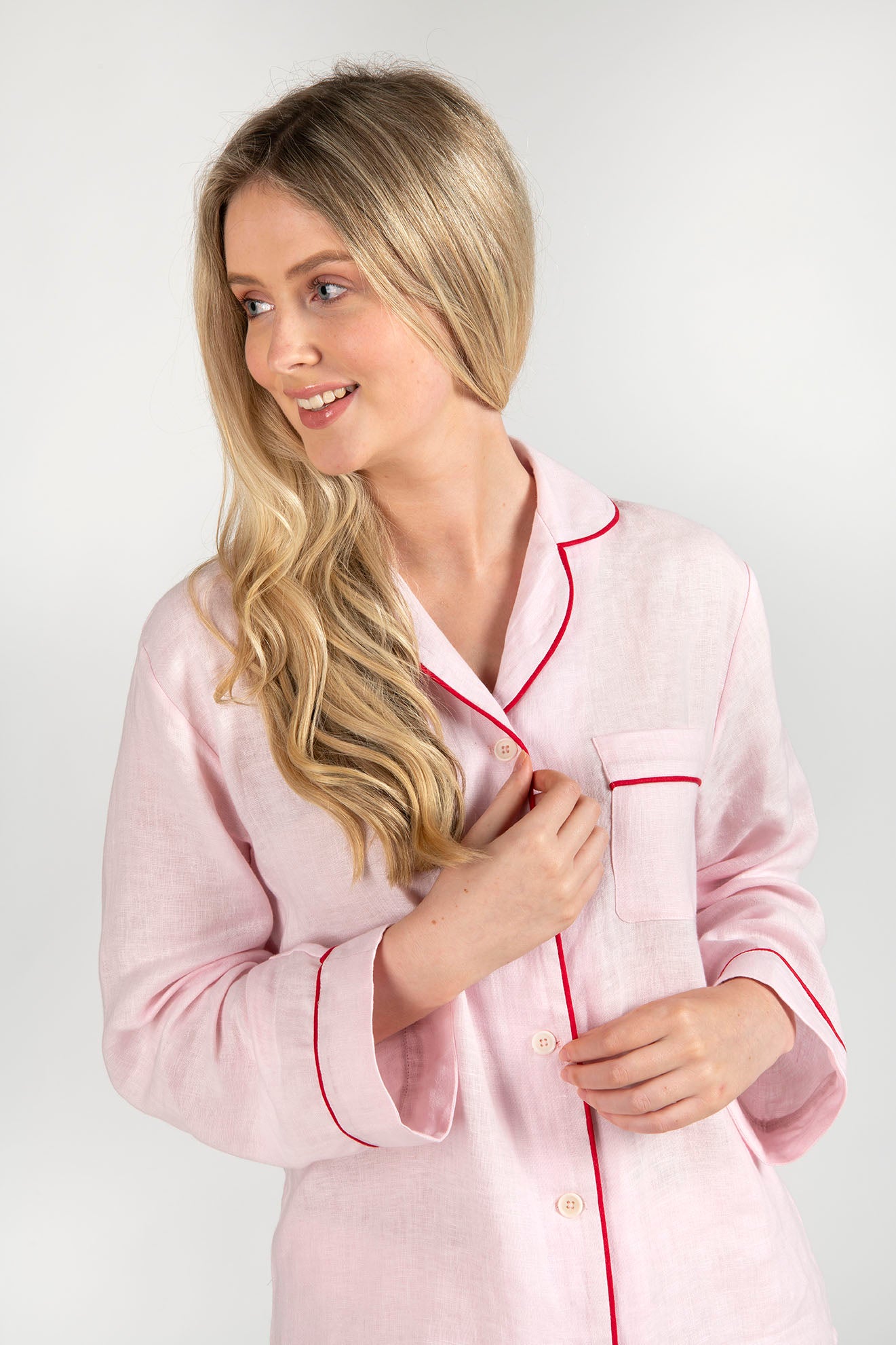 Pale Pink Linen Pyjama Set